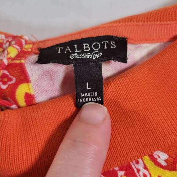 Talbots Women Red/Yellow Sleeveless Paisley Print Cotton Blend Collared Top Sz L - Picture 4 of 9